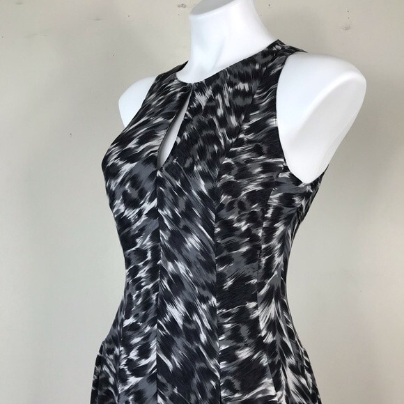 Joie Silk Dress XS Animal Print Fit & Flare Y2K Skater Keyhole Mini Sexy - Picture 11 of 16